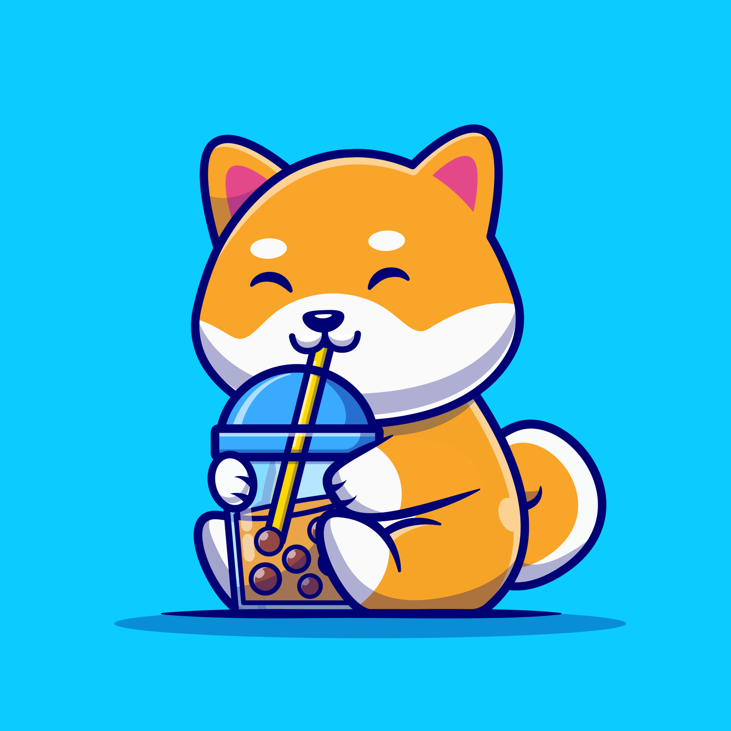 illustrated cat drinking coffee